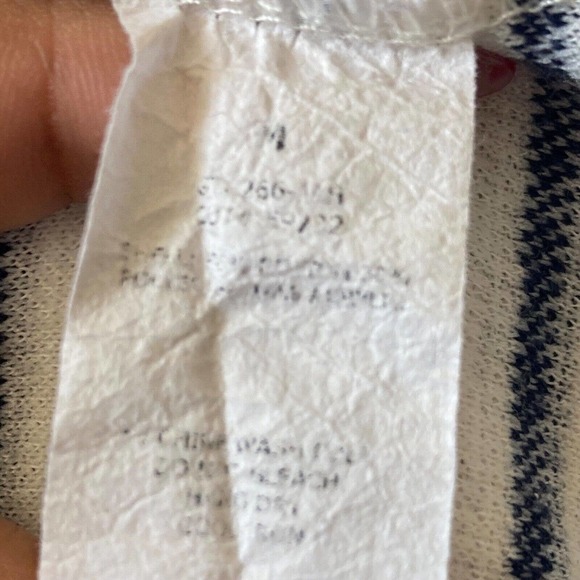 Green Envelope Los Angeles Shirt Womens Medium Blue‎ White Striped Fringe Trim - Picture 8 of 9